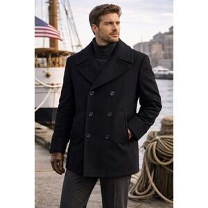 DSCP Quarterdeck Collection US Navy Double Breasted Pea Coat Sz 40 Extra Long